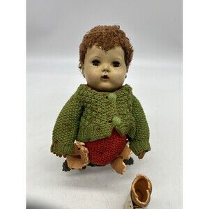 1950’s American Character Tiny Tears Doll 13” Knit Cloth Damage Halloween Creepy